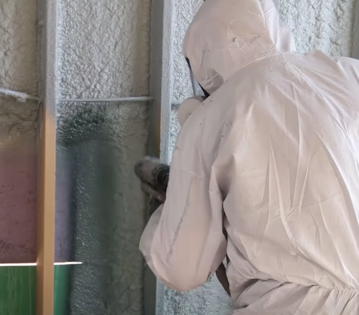 skilled foam insulation expert finishing work